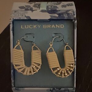 Lucky Brand Tan and Gold Wrapped Earrings